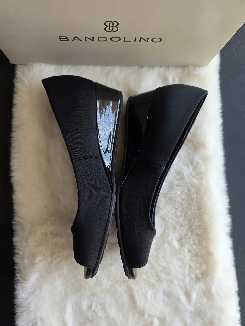 Bandolino Candra Women's Wedge Shoes Black Lycra: 6.5 M, Synthetic
